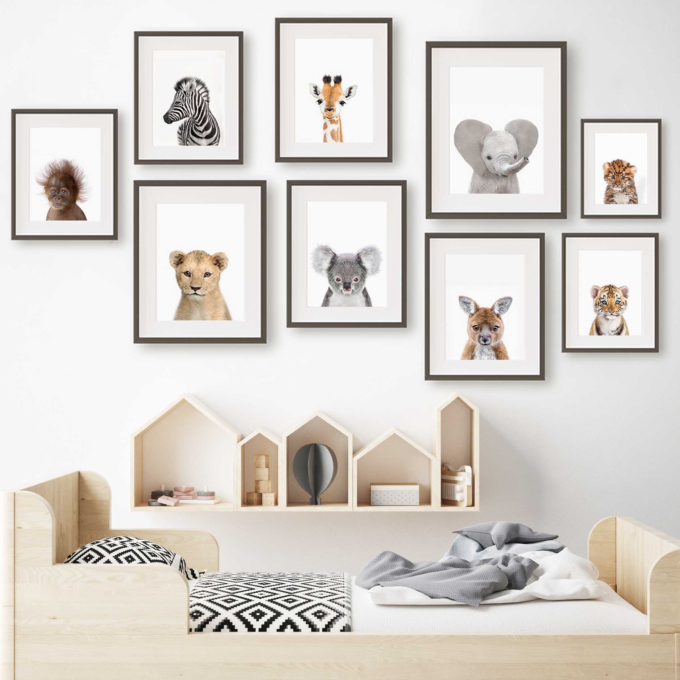 Baby Nursery Jungle - Affiches murales d'animaux pour chambre de