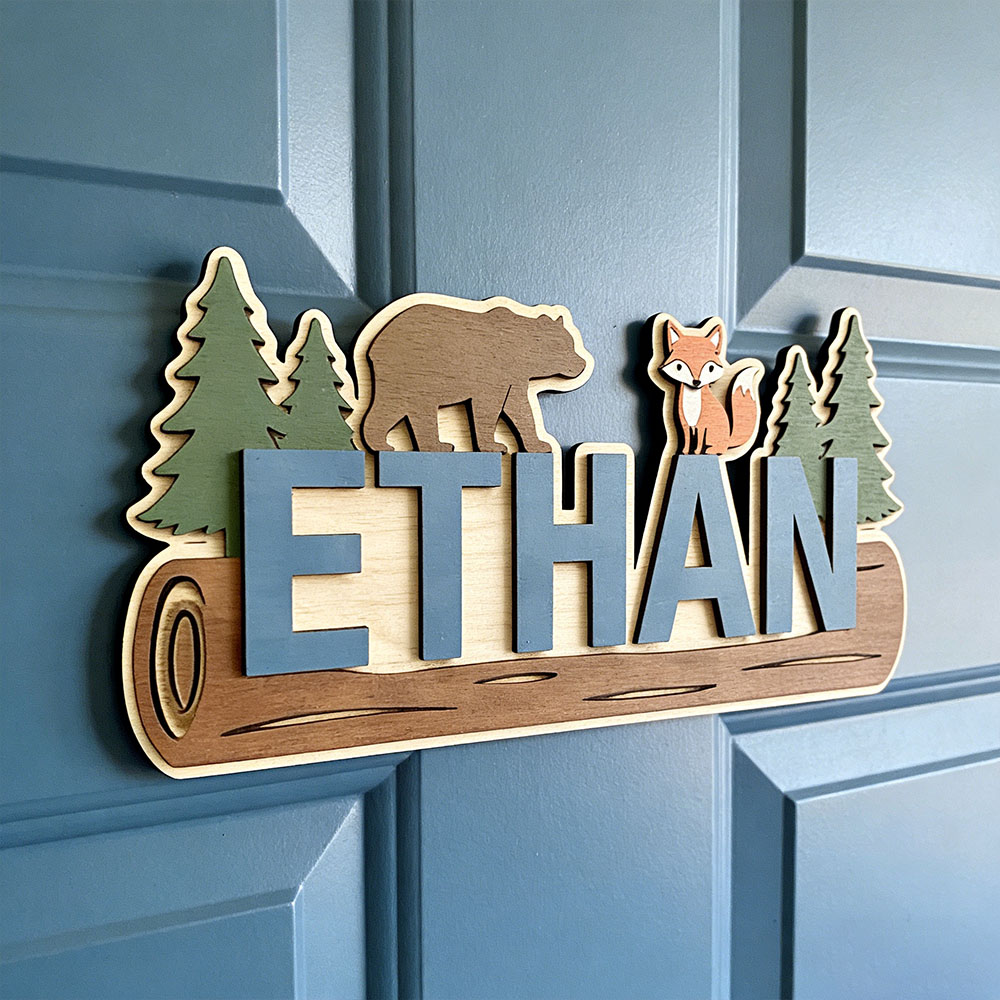 Baby Nursery Decor - Plaque en bois personnalisée avec nom,