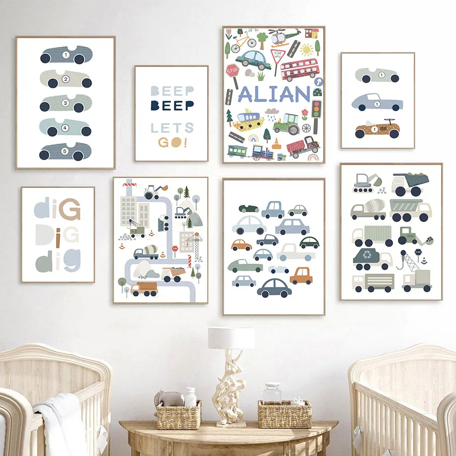 Baby Boy Nursery Quotes - Tracteur camion pelle Bulldozer voiture Bus