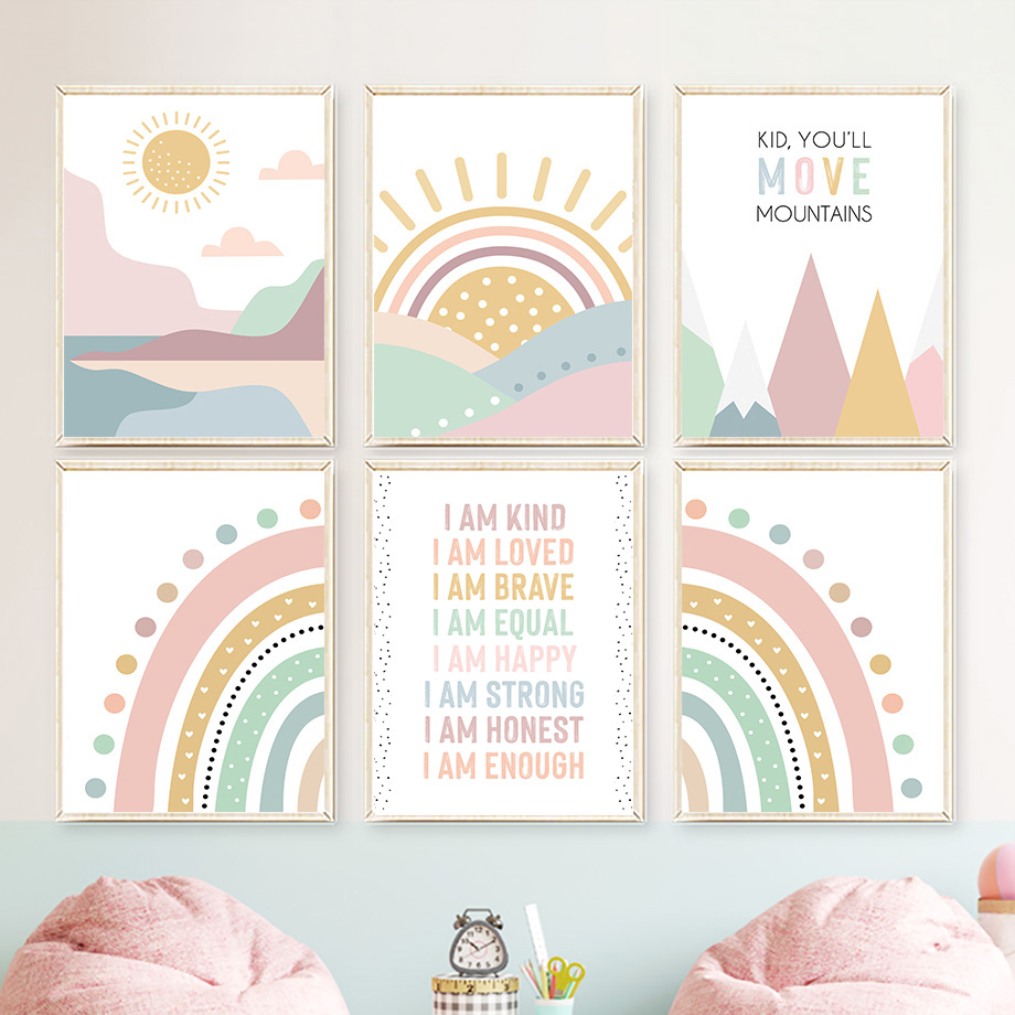 Baby Nursery Quotes - Affiches nordiques bohèmes avec citation de