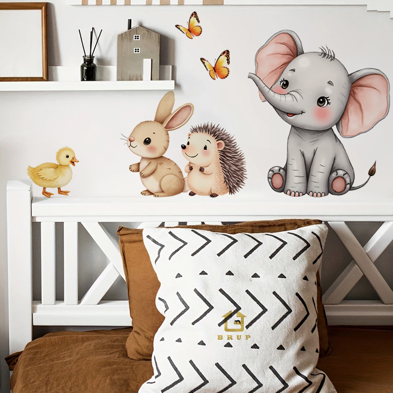 Baby Nursery Wall Decor - Autocollant mural d'animal de dessin animé,