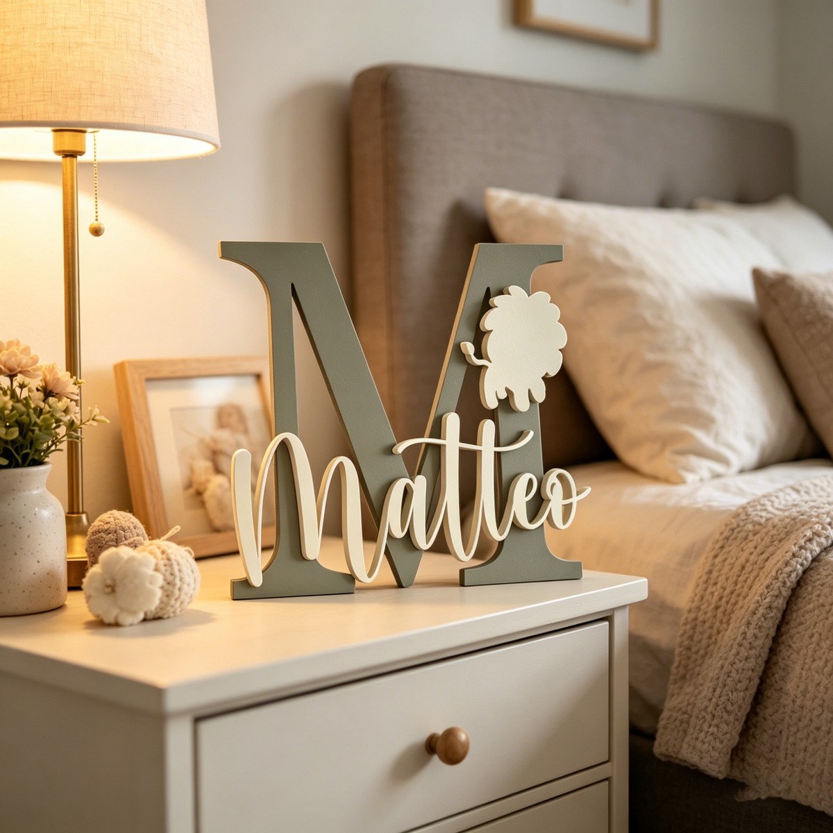 Baby Nursery Decor - 1 plaque nominative en bois personnalisée
