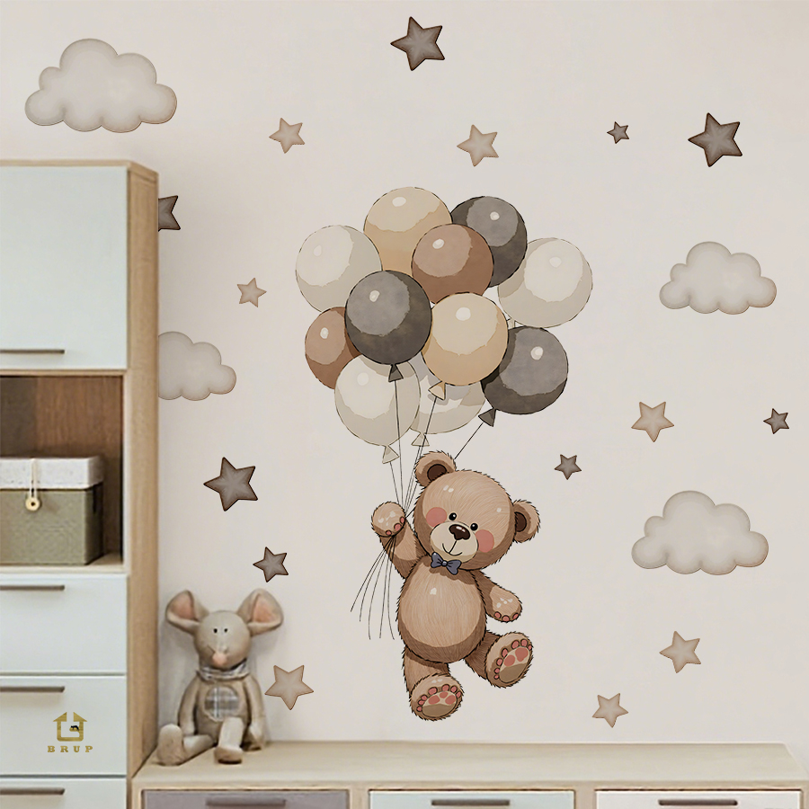 Baby Nursery Wall Decor - Adorables autocollants muraux ours en peluche,