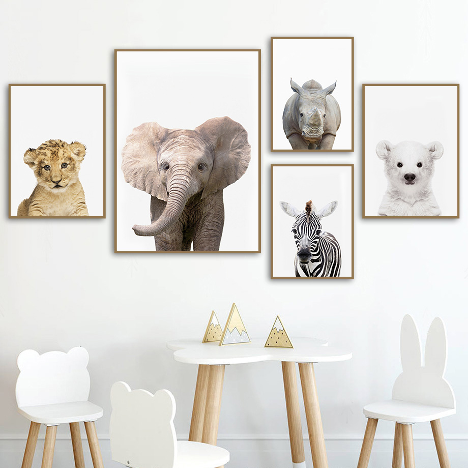 Baby Nursery Jungle - 1 toile sans cadre, impression d'animaux