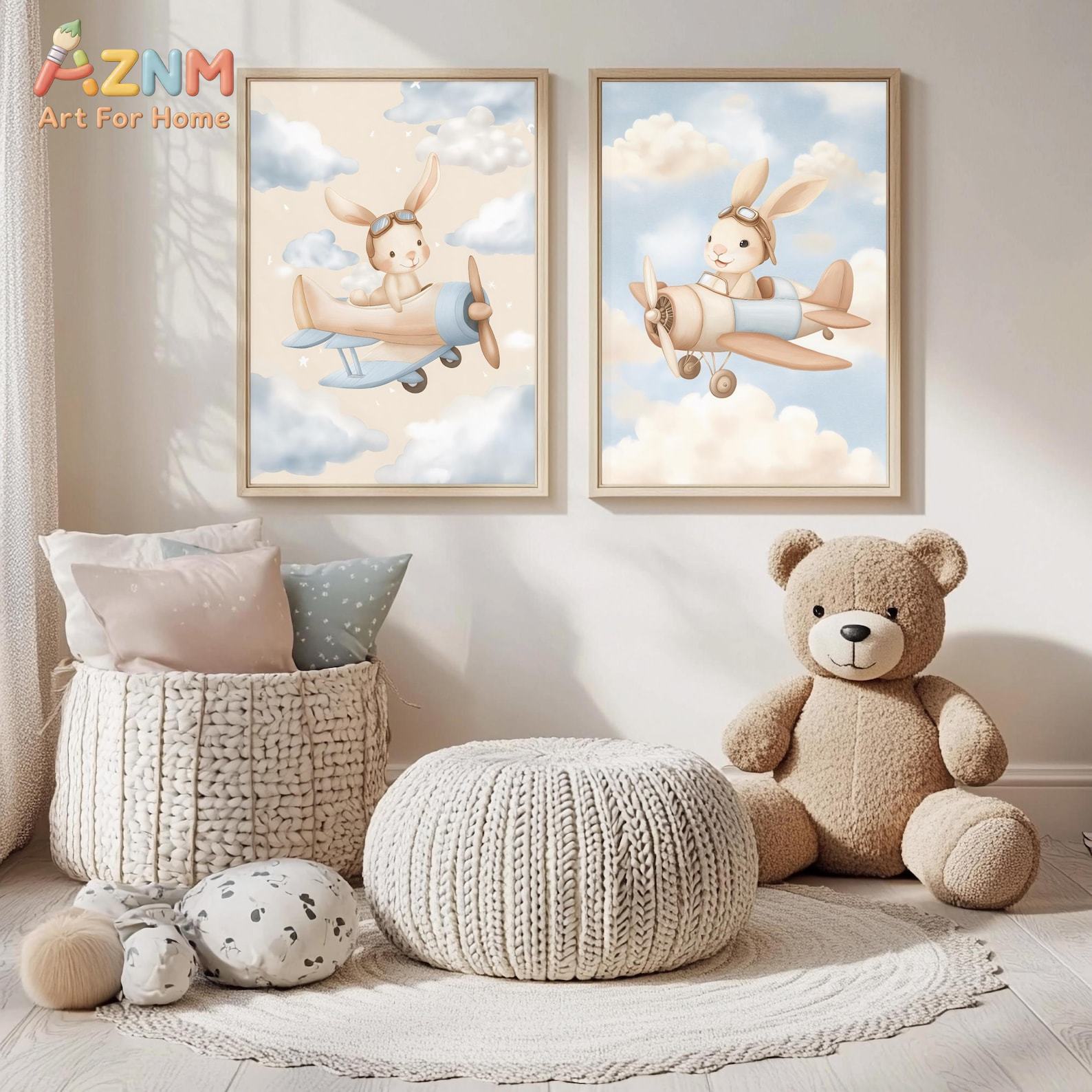 Lot de 2 tableaux muraux Lapin - Baby Nursery Animal Theme avis et prix