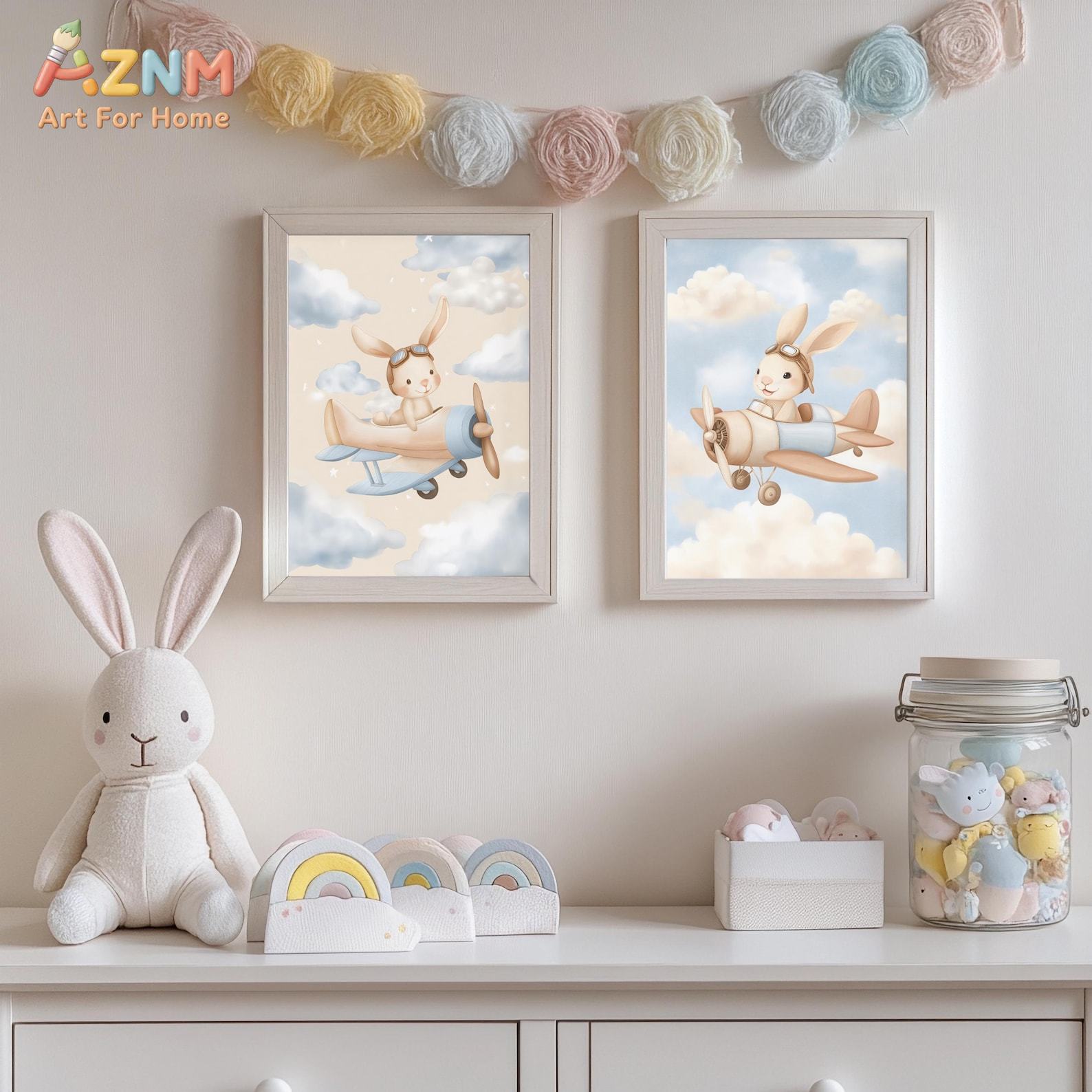 Lot de 2 tableaux muraux Lapin - Baby Nursery Animal Theme avis et prix
