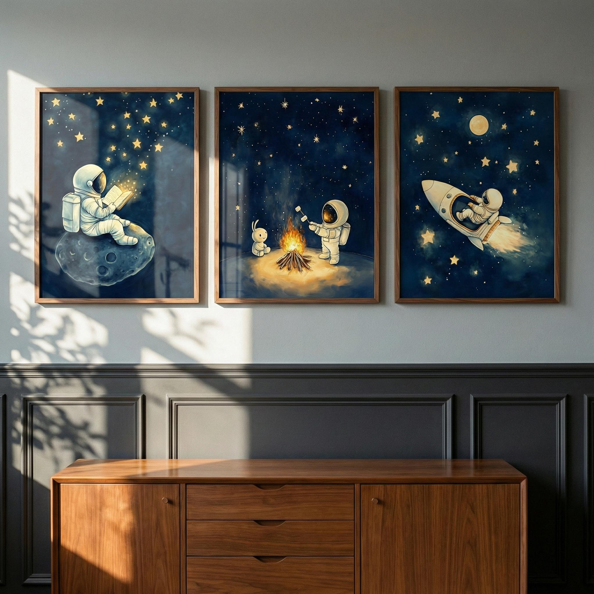 Lot de 3 tableaux muraux astro - Baby Nursery Frames avis et prix