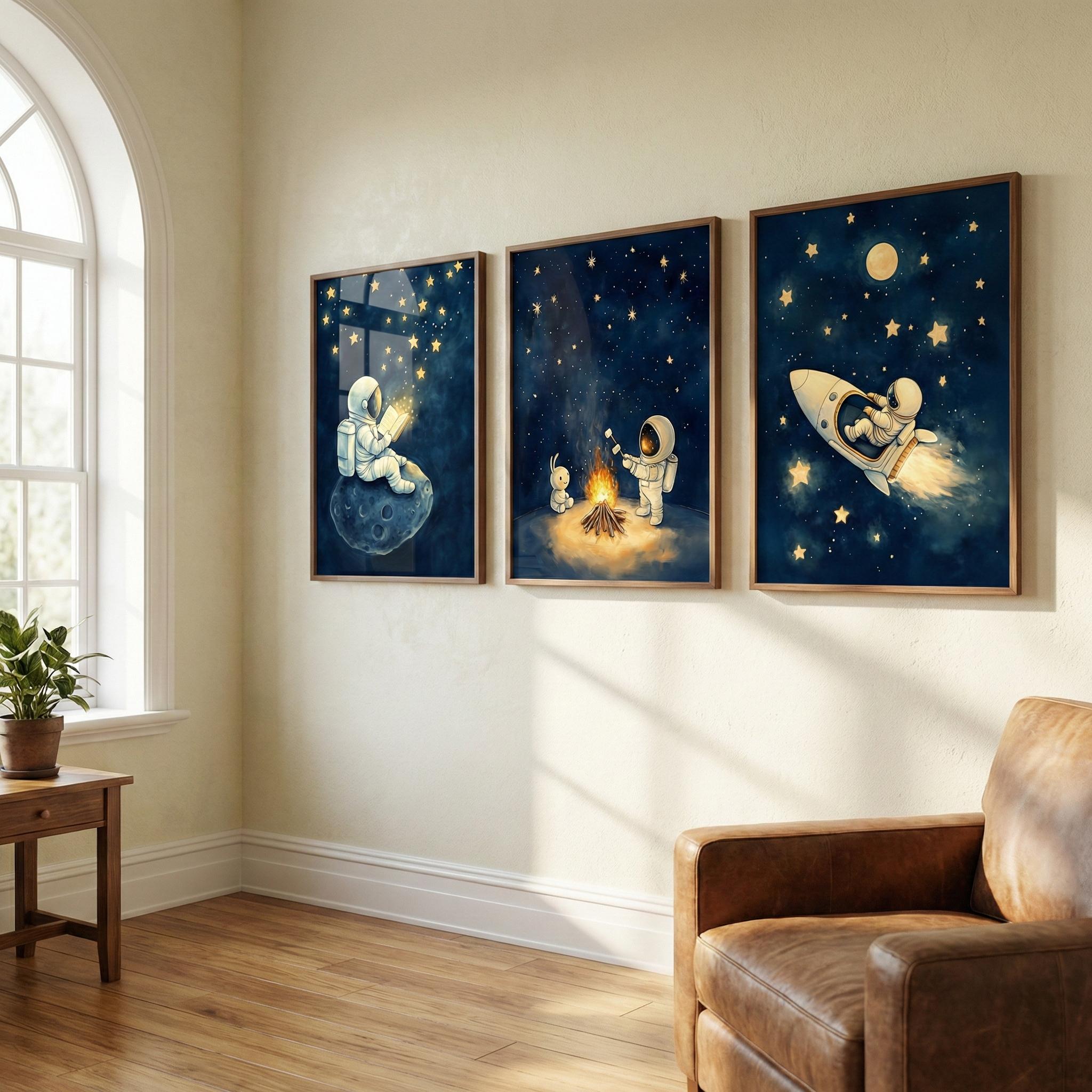 Lot de 3 tableaux muraux astro - Baby Nursery Frames avis et prix