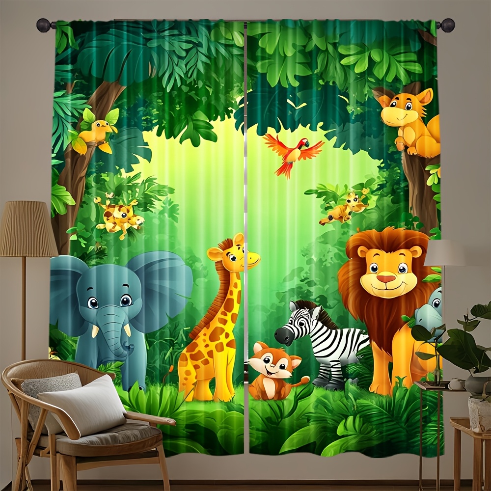 2 rideaux animaux de dessin an - Baby Nursery Jungle avis et prix